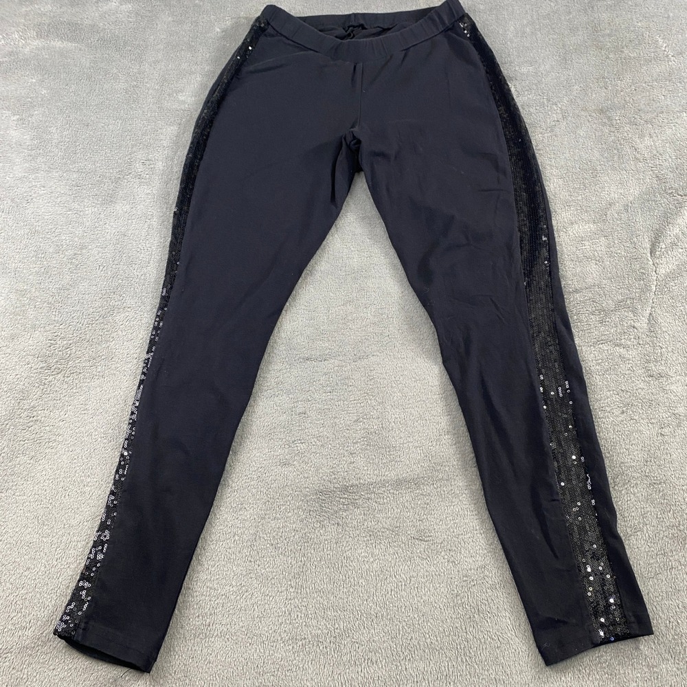 SOLD-Torrid Womens‎ Black Sequined Side Leggings Pants Size 1 Casual Concert